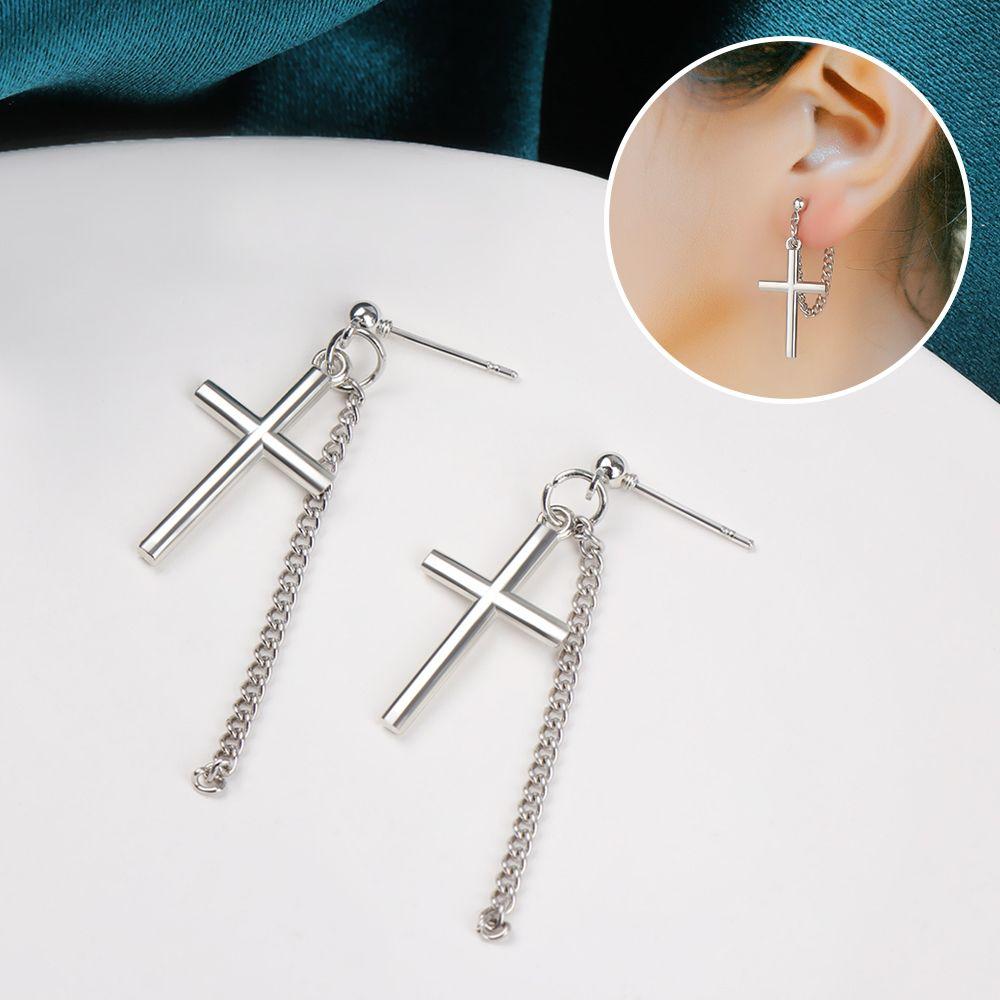 Street Handsome Personality No Pierced Bungee Cross Chain Earrings Ear Clip