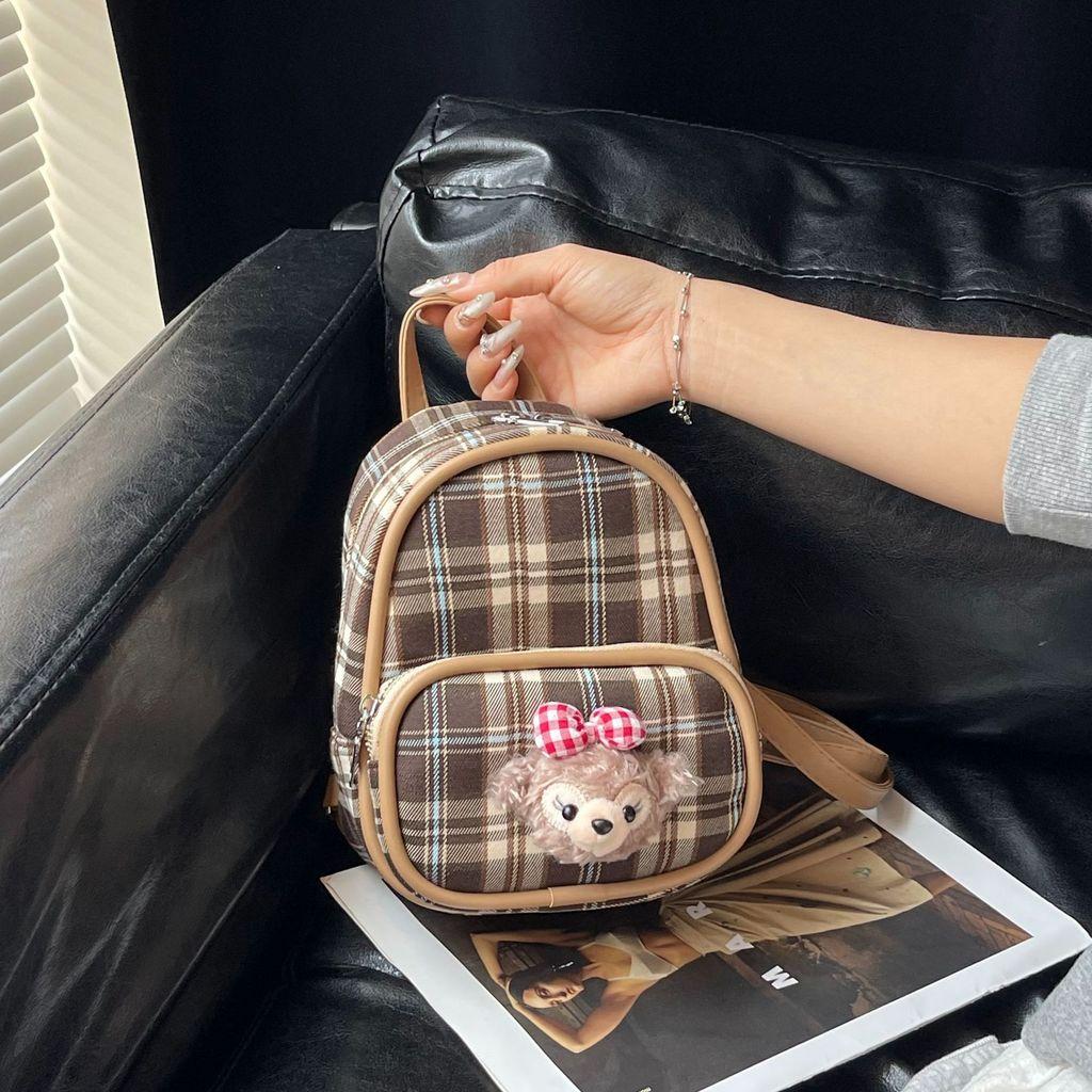 Shelliemay Duffy Simple Plaid Lightweight Canvas Bag For Daily Use And Student Commuting
