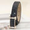 Fashion Bling Bling Sparkling Rhinestone Belt Versatile Glitter PU Leather Belt Luxury Brand Design Slide Buckle Belt Women
