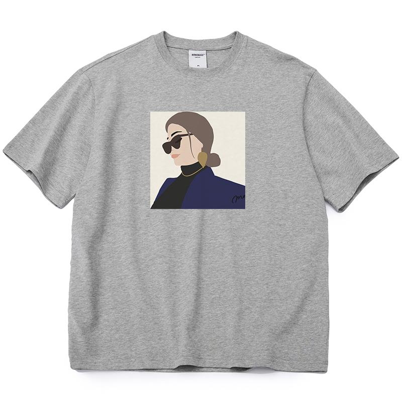 Shellsuning Personality Women 100% Cotton Printing T-shirt Summer New Oversized O-neck Short Basic Tees Female Fashion Streetwear Harsuku Tops