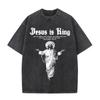 Jesus Is King Shirt Vintage Washed Christian Graphic Tee for Men Women Oversized Religious TShirt 100 Cotton