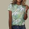 Women's Summer T-shirt Blue Butterfly Printed Short Sleeved T-shirt Casual Printed Top