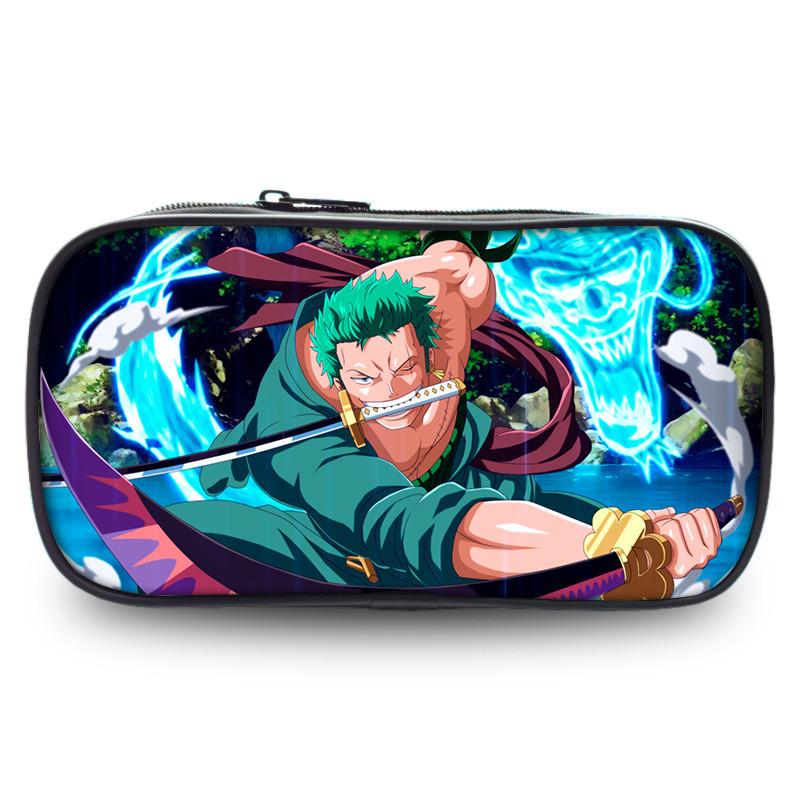 Stylish One Piece Wano Zoro Luffy Student Pencil Case With Cool Skill Print