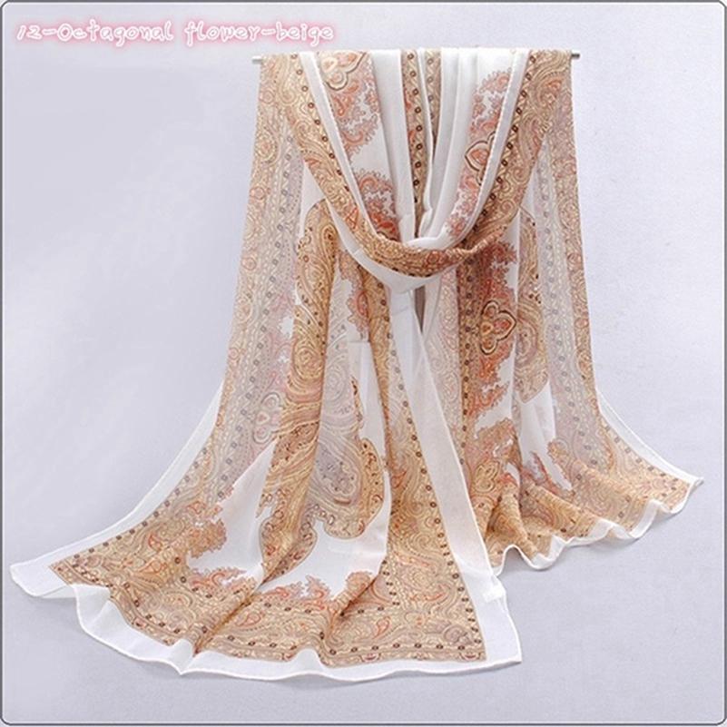 Fashion Women Chiffon Scarf Polyester Print Autumn Summer Pattern Silk Scarves Shawl EMA