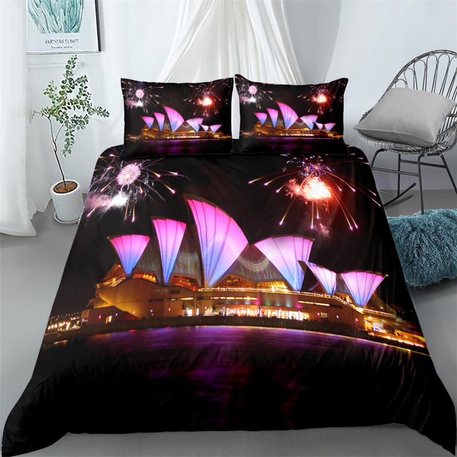 Neon City Night Duvet Cover Set Single Twin Double Queen King Cal King Size Bed Linen Set