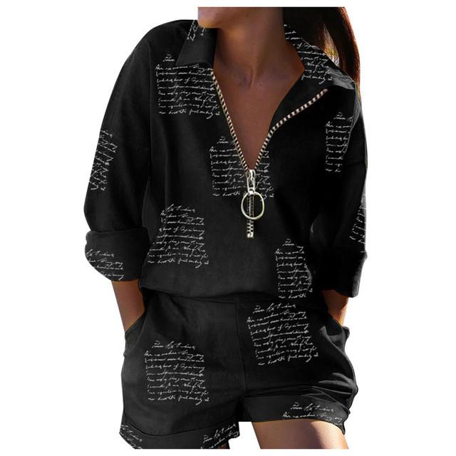 Women's Wear Loose Feather Printed Ladies T-Shirt Top Pants Trousers Kit  2Pcs/Set Stylish Adults Shirt Shorts Suit Casual