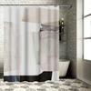 Modern Bathroom Shower Curtain With Abstract Geometric Patterns Neutral White, Gray Black Design Waterproof Fabric For Home Bath
