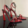 2024 New Super High Heel Open Toe Versatile Sandals Female Pointed Head Fine Heel Banquet Red High Heels Sexy Women Shoes Slides