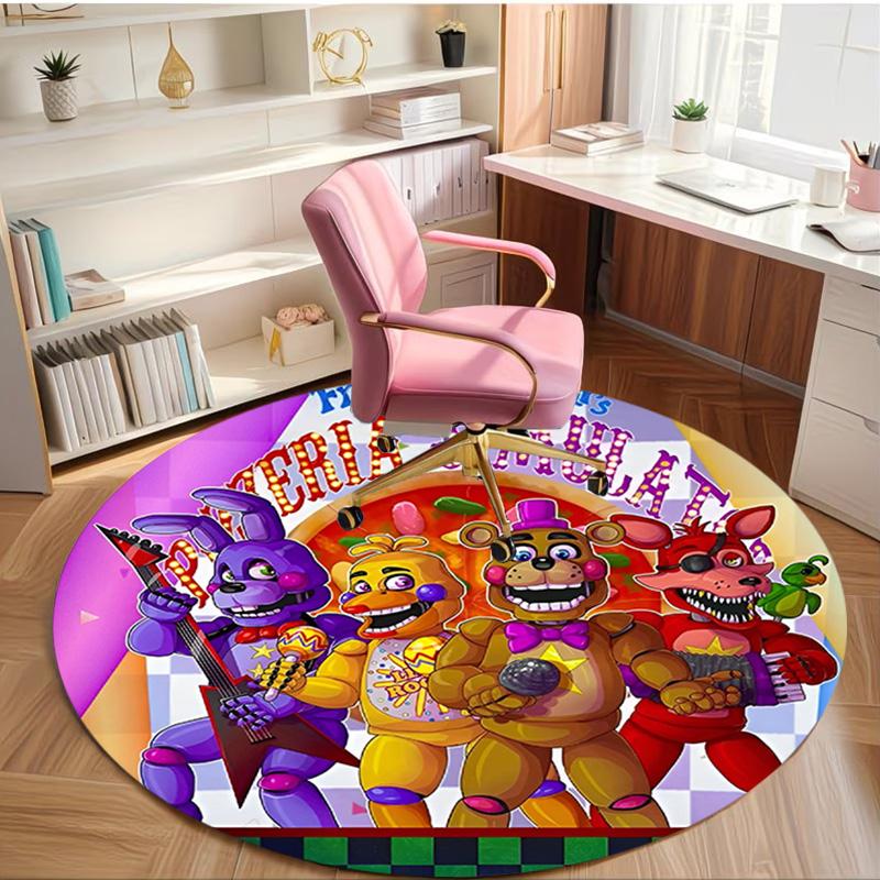 Tappeto Rotondo Stampato Five Nights at Freddy's, Tappeto da Pavimento Lavabile, Per Ingresso, Stanza del Dormitorio, Lavanderia, Ufficio, Studio, Decorazione per la Casa, Regalo di Compleanno, Natale