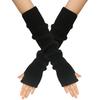Gants longs décontractés à manches longues sans doigts en tricot uni pour bras Manches chauffantes pour bras Couvre-bras doux pour femmes Filles
