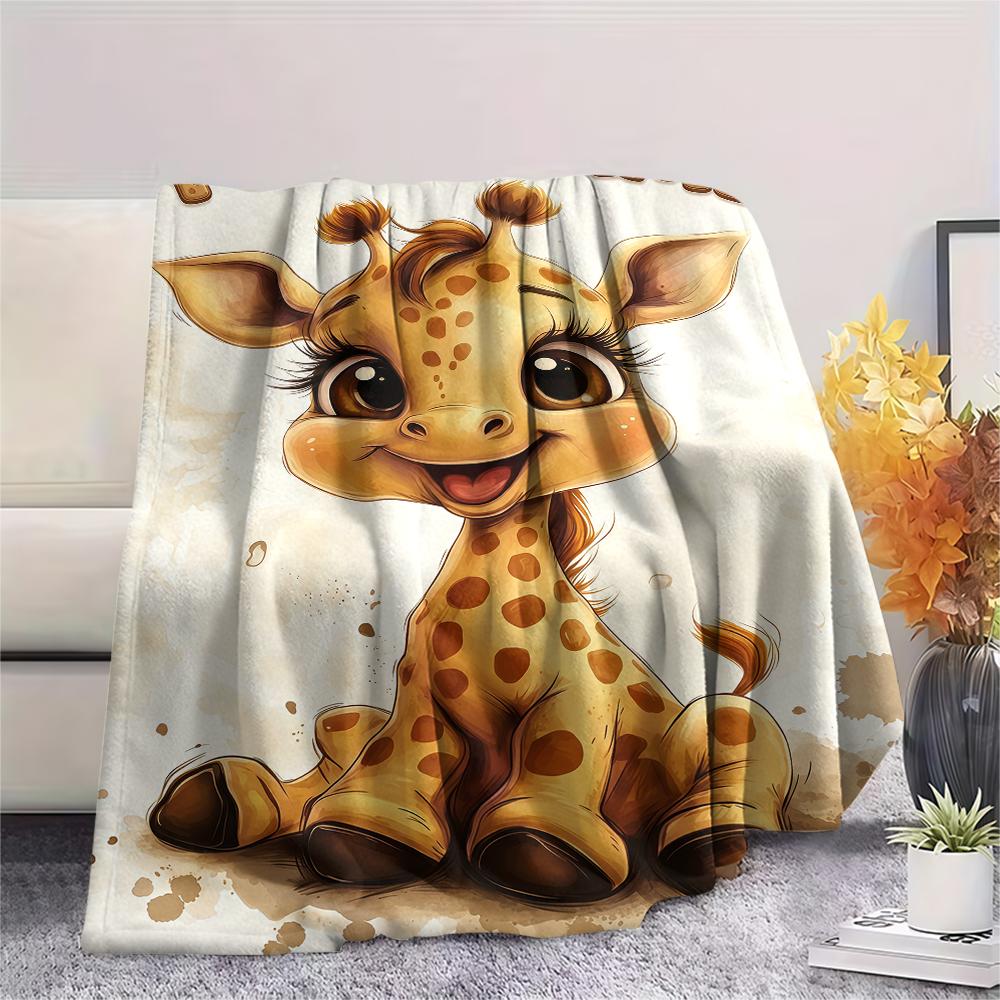 1PC Custom Name Giraffe Adventure Name Patterned Flannel Blanket Suitable For All Seasons for Home Decor Warmth and Comfort Gifts Holiday Present_lx