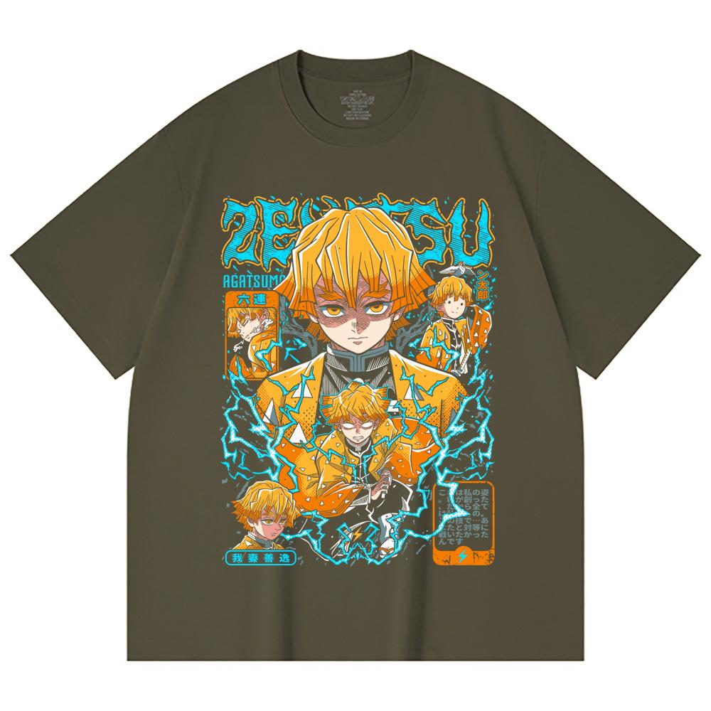 230 g/m² 100% Bavlna Demon Slayer V100 Zenitsu Potisk Unisex Tílko z Heavy Bavlny