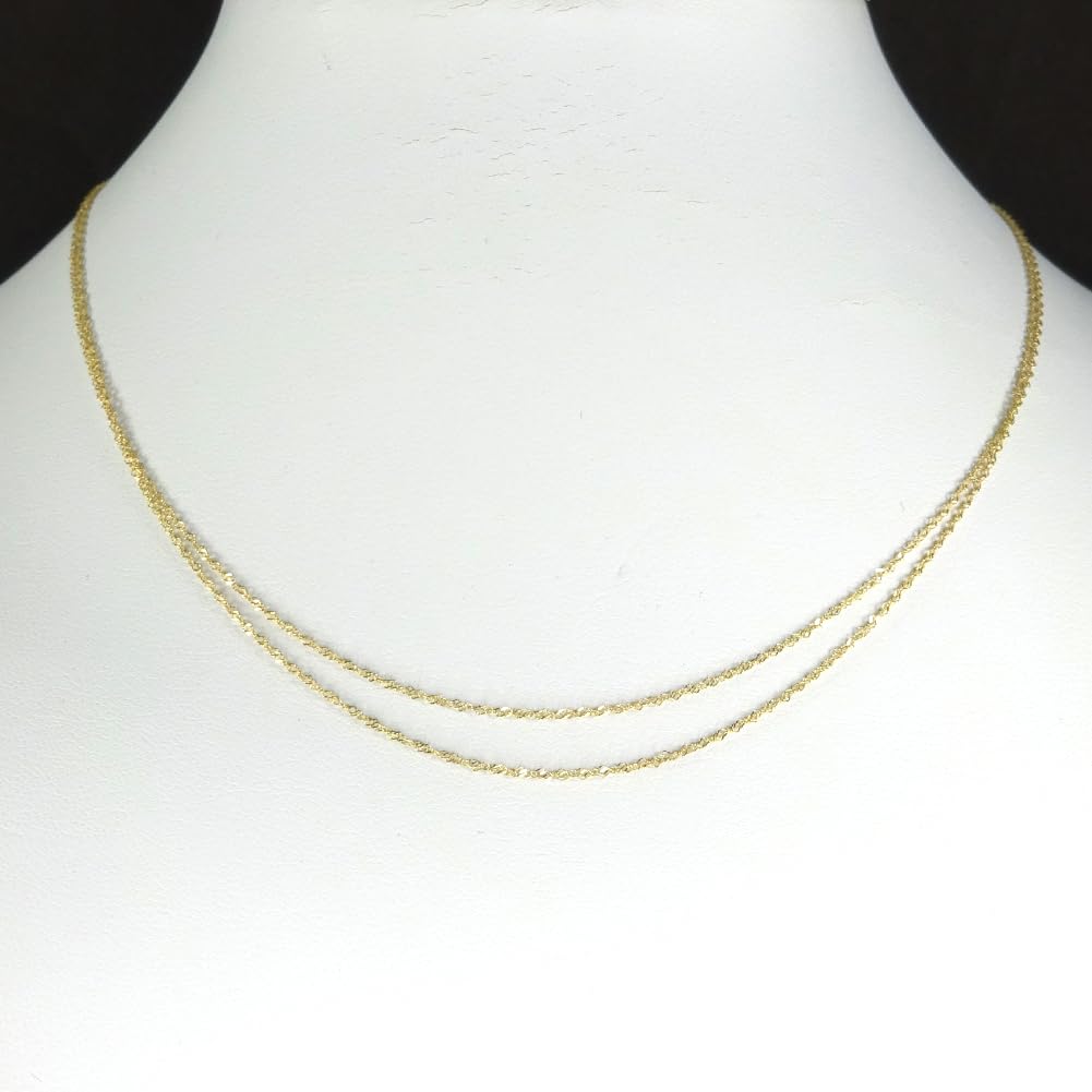 And My Jewelry 18K Gold Necklace Double Screw Subtle Gift Wrapped [Your Box] Chain, Design, Gradient,
