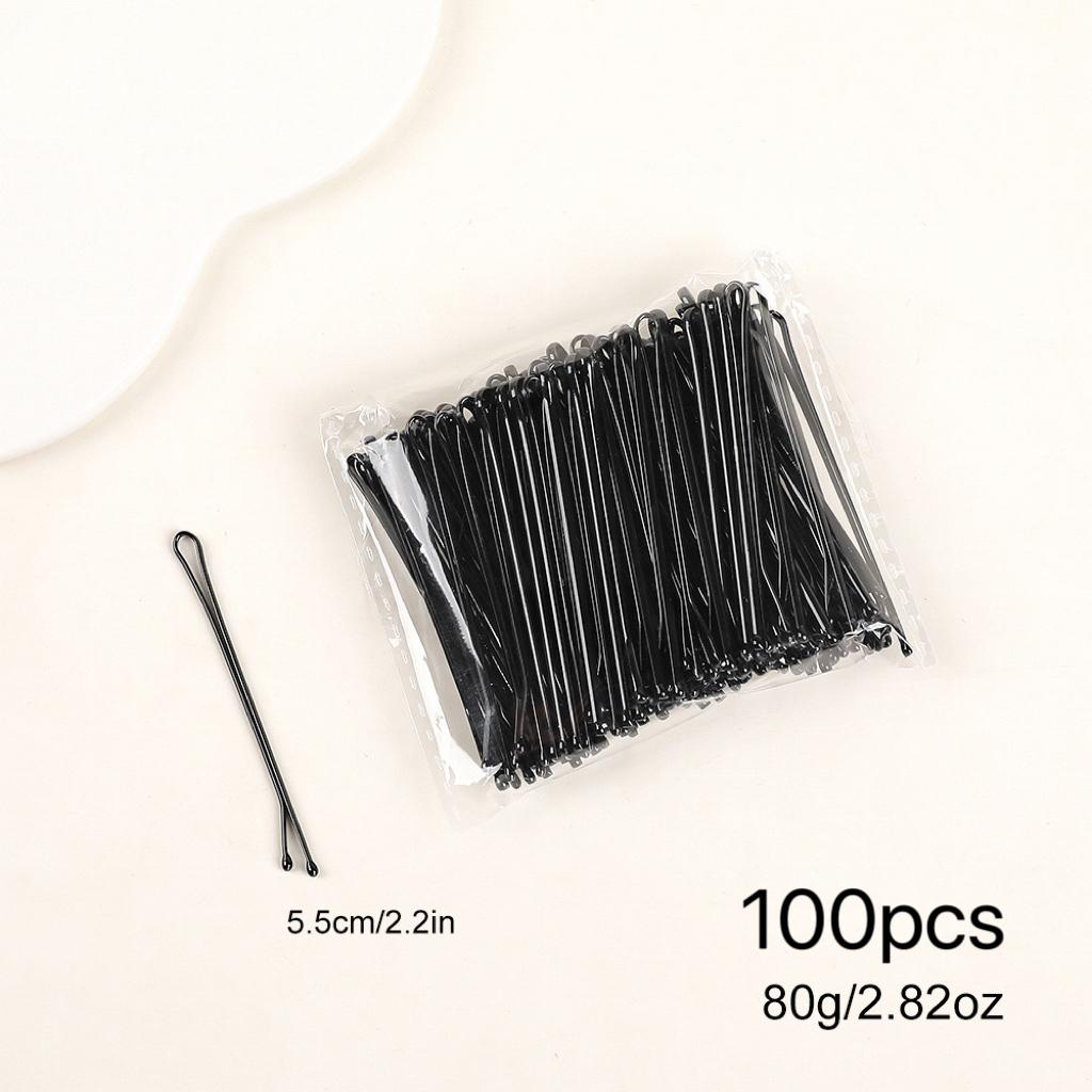 100Pcs Bobby Pins,2.2" Black Hair Pins Kit Hairpins for Women Girls Kids Hairdressing Salon Secure Hold Wave Hairgrip Hairclip