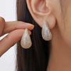 Luxury Shiny Zircon Big Water Drop Stud Earrings For Women Exquisite Gold Color Hollow Chunky Earrings Wedding Zircon Gifts