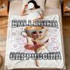 Funny B-Ballerina Cappucina Tung Tung Tung Sahur Flannel Soft Warm Plush Blanket Sofa Living Room Bedroom Gift Home Car Portable