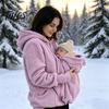 Hanorac Călduros pentru Alăptare cu Buzunar pentru Animale de Companie cu Fermoar pentru Femei, Hanorac cu Glugă pentru Transport Pisică Câine, Jachetă de Iarnă din Fleece cu Mâneci Lungi, Iubitori de Animale, Larg