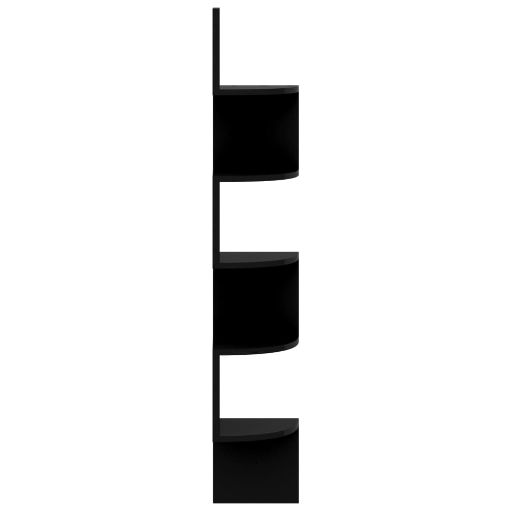 Vidaxl Corner Wall Shelf, High Gloss, Black, 19X19X123 Cm
