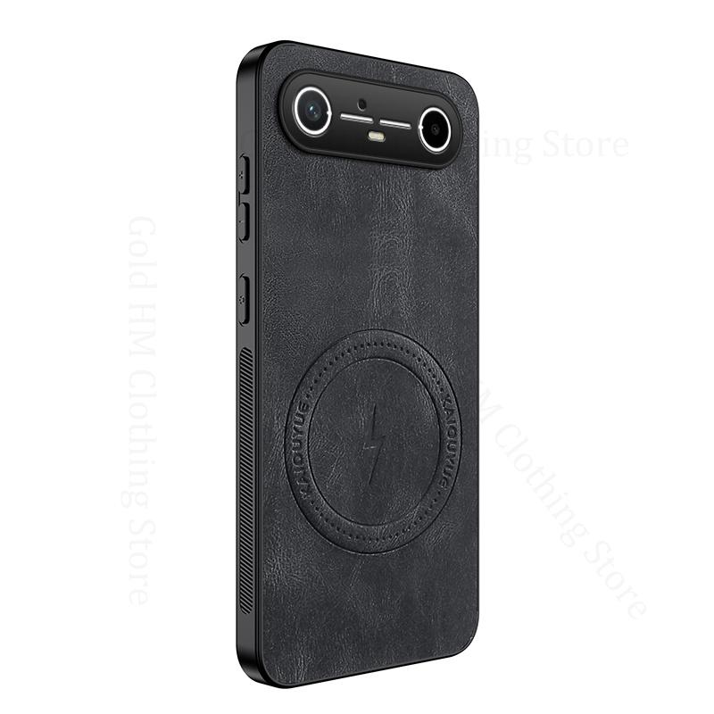 Capa Magnética Sem Fio para Carregamento Magsafe Para Tecno Spark Go Slim 5G Capa Anti-choque de Couro PU Para TECNO Camon 40 30 Pro 5G