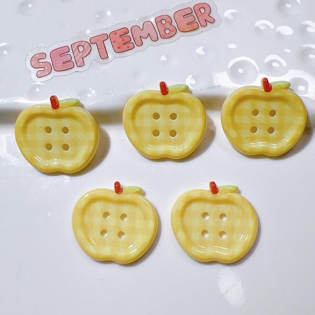 5Pcs Cute Apple Button DIY Outdoor Holiday Ornaments Exquisite Bead Various Party Jewelry Accessories Materials Accessories
