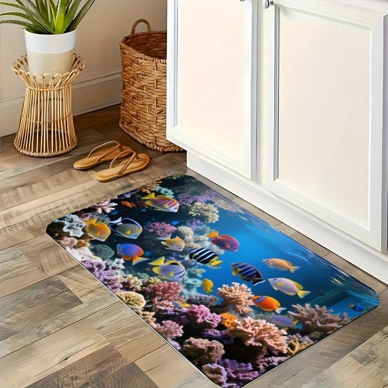1PC Grashing surf Pattern Kitchen Rug Non-Slip Door Mat Pop design Bathroom Rug Bath Mat Carpet for Home Sink Laundry Decor