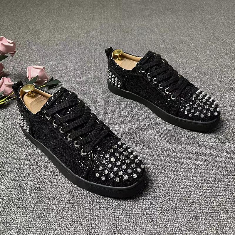 Moda hombre lujo moda remaches zapatos con cordones derby planos zapato punk hip hop vestido diseñador personalidad zapatillas tendencia calzado