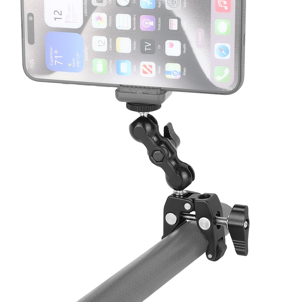 Morsetto Super SZRIG Articolato 1/4"-20 Mini Testa Sferica per Accessori Fotocamera Monitor Luce LED (Nero)