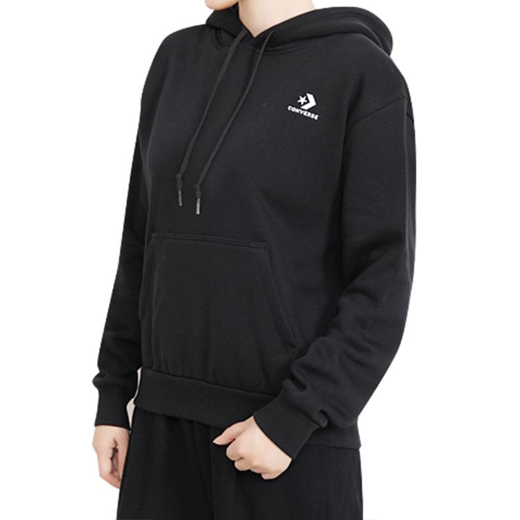 Converse Sweatshirts Women's Black Hooded Thickened Regular (Unisex) Sweatshirts 10020872 A01