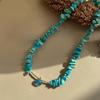 Boho Grind Choker Blauwe Chip Turkoois Roze Natuursteen Chips Kettingen Voor Vrouwen Hart Kristal Hanger Sieraden Cadeau Voor Vrouwen