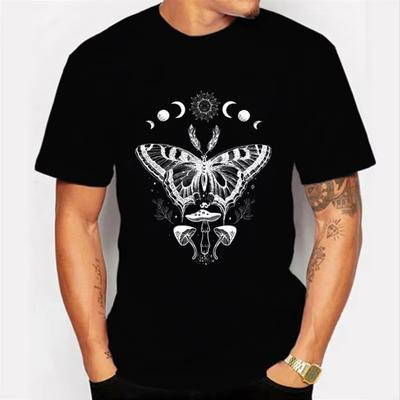 Men's T-shirts Moth Mushrooms Cottagecore Insect Bug Sun and Moon Vintage Aesthetic Indie Alt Graphic Art Classic Shirts Male