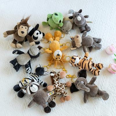 Jungle Animal Plush Keychain Tiger Elephant Backpack Hanging Ornament Floor Push Event Gift Panda Monkey