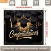 2D Graduation Photography Backdrop Black Background with Gold Caps and Confetti