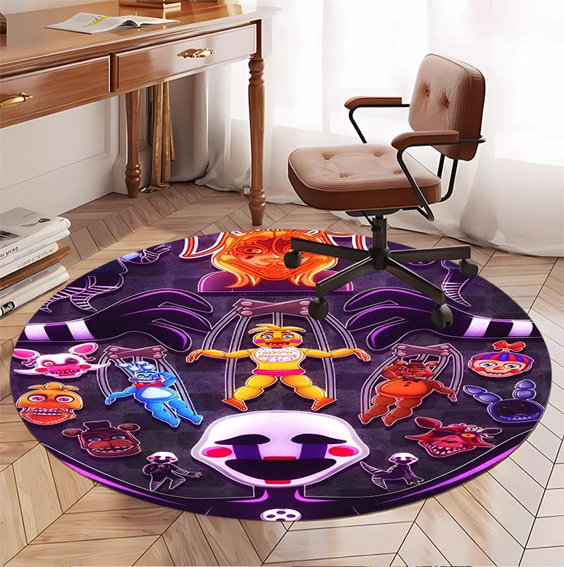 Five Nights at Freddy's Muster Runder Teppich, Innen-/Außenmatte, für Picknick, Spielzimmer, Schlafzimmer, Büro, Wohnzimmer, Heimdeko Teppich, Geburtstagsgeschenk