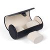 Cylindrical Watch Box Gift Black Brown PU Leather With Carbon Fiber Finish Luxury Timepieces