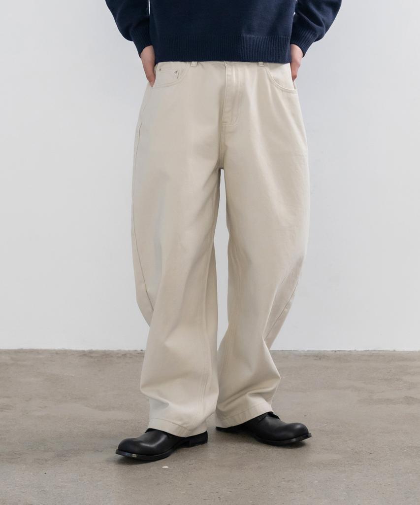 INDUST Barrel Fit Curved Wide Pants_Navy