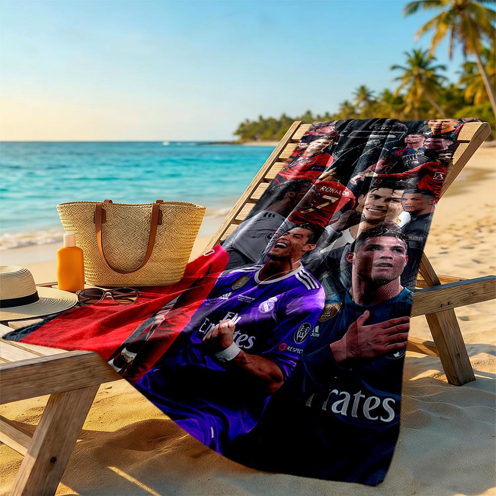 Cristiano Ronaldo Strandtuch Weich Langlebig Schnelltrocknend Bequem Leicht Geeignet für Sport, Reisen, Schwimmen, Yoga, Badezimmer, Strand und Pool