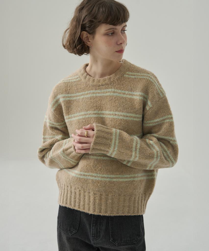 Deuloupisumeon Mellow Stripe Pullover Knit [Black]