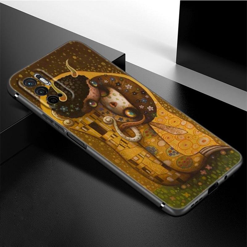 Gustav Klimt Kiss Art Phone Case For Xiaomi Redmi Note 11 10 9 8 Pro 11T 5G 10T 10S 9S 9T 9i 9C 9A 8T Soft TPU Black Cover Funda