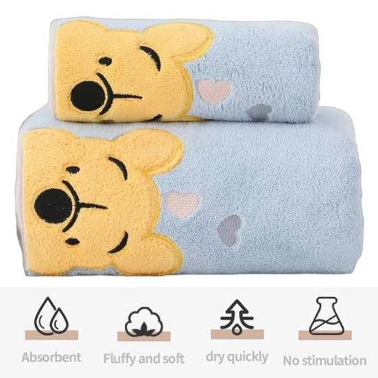 2 Teile/satz Kinder Korallen Fleece Handtuch Cartoon Bär Verdickte Weich Wasser Saugfähig Schnell Trocknend Rechteck Gesicht Dusche