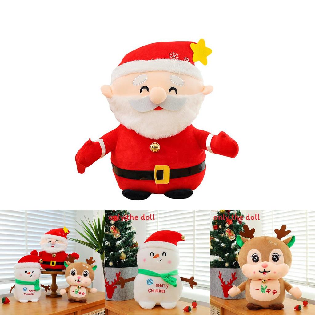 Weihnachts-Stofftierpuppe mit Weihnachtsmann, Schneemann, Rentier und Baumdekoration für Weihnachtsgeschenk und Heimdekoration