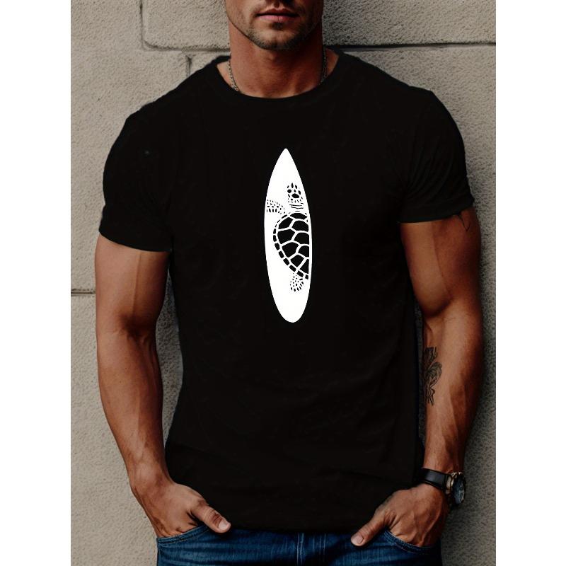 European Size Men's Casual Short Sleeve T-Shirt with Geometric Print - Breathable Polyester, Round Neck, Machine Washable - Perfect for Summer