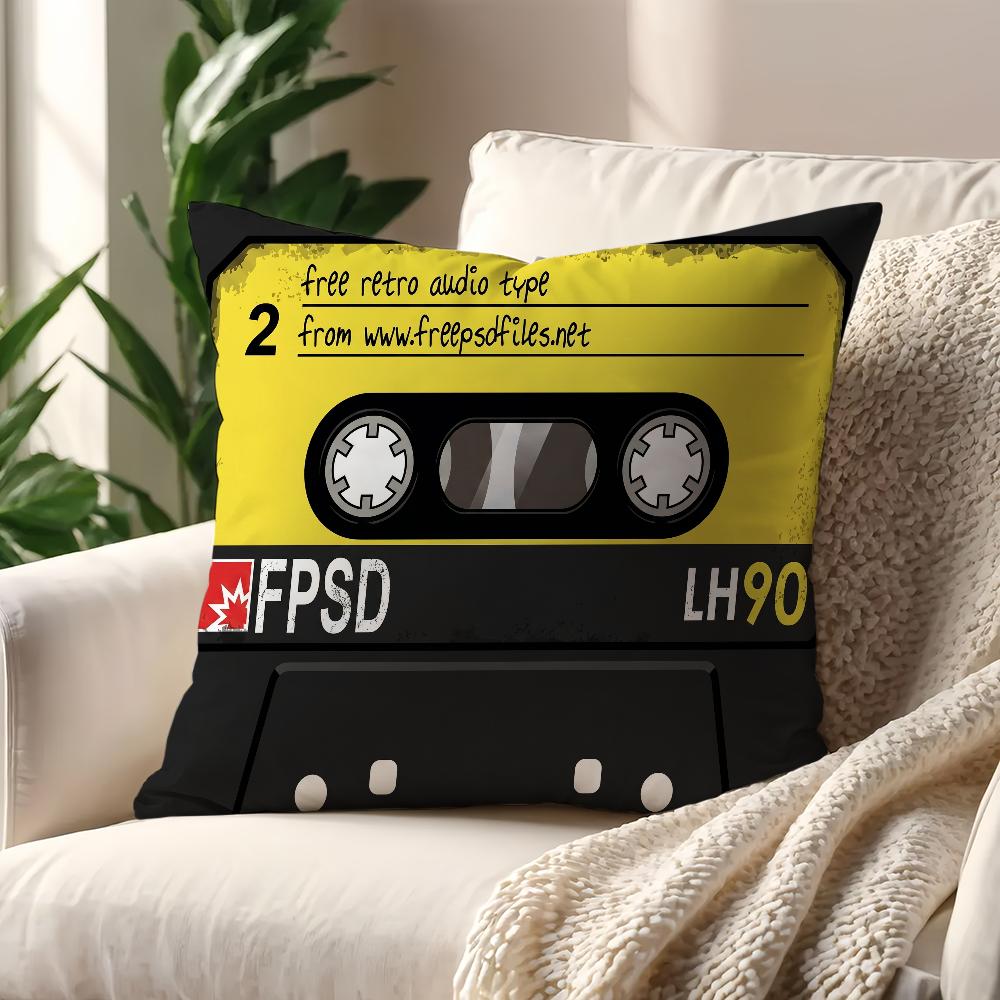 Retro S Cassette Tape Cushion Cover For Pillow Printing Sofa Decoration Home Car Room Coffee Shop Office Nordic Simplicity