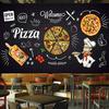 3d Photo Wallpaper Black Hand Painted Pizza Shop Wall Mural Restaurant Menu Dining Room Wall Paper Decor