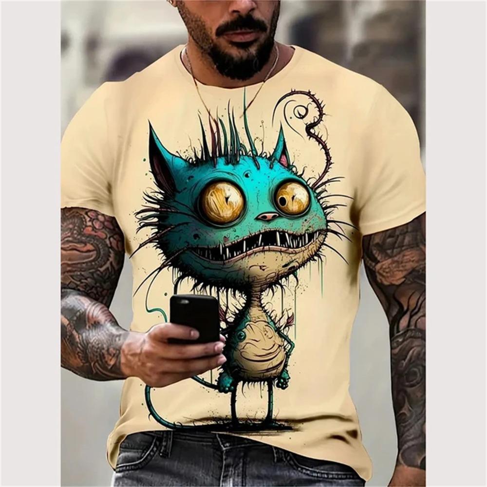 New Summer Men Vintage T-Shirt 3D Printed Funny Graphic Tops Tees Male Casual Stylish Short Sleeve Clothing Fashion Streetwear