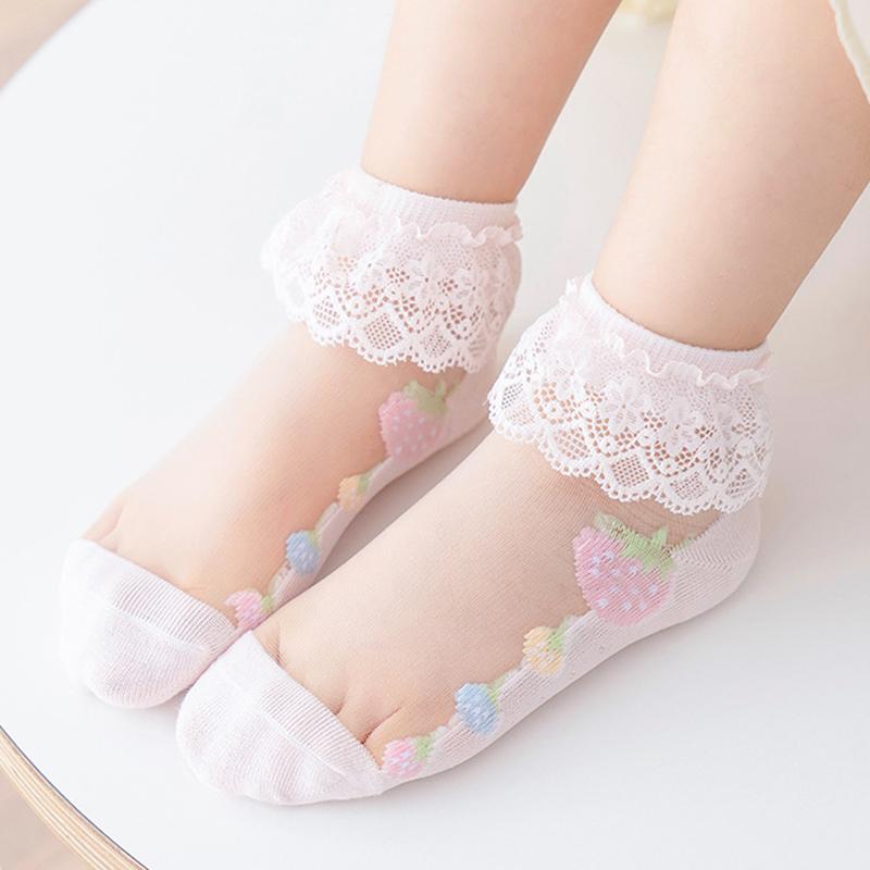 5 pares/conjunto verão malha fina algodão crianças renda babados meias princesa bonito coração branco branco tornozelo meias para bebê crianças meninas