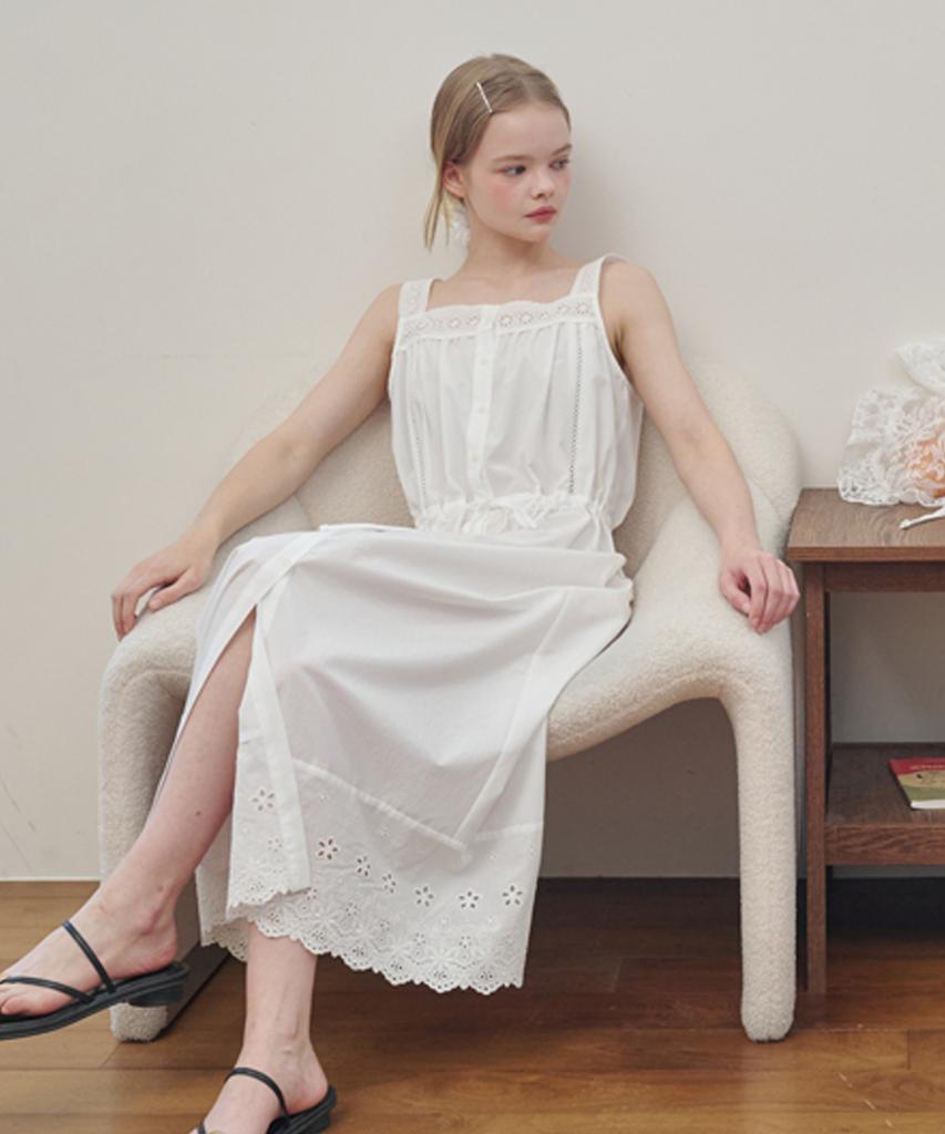 Opening Sunshine Eyelet Lace Cotton Maxi Dress White