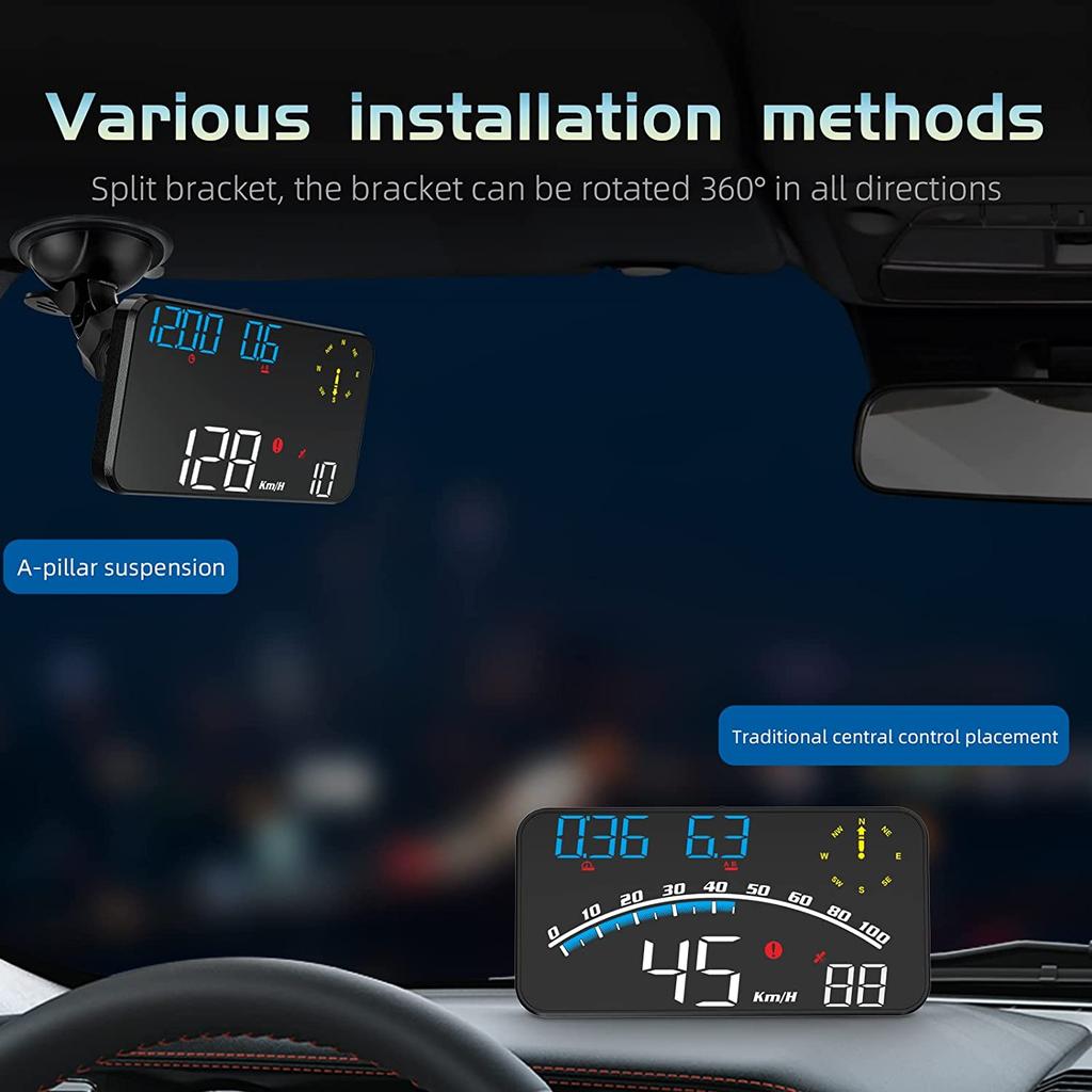 Car HUD Speedometer Clock Odometer Head Up Display Digital GPS Alarm On Board Computer Windscreen Projector Interior Cartronics