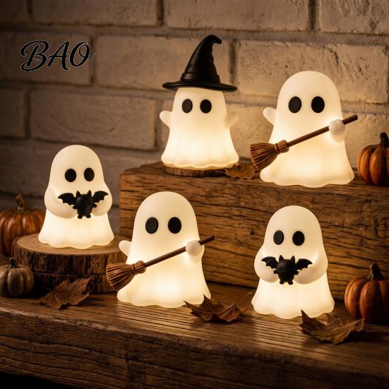 Holiday Ornaments Halloween Luminous Mini Ghost Figurines, Glow In The Dark Cute Creepy Charming Atmosphere Props Miniature Statue for Micro
