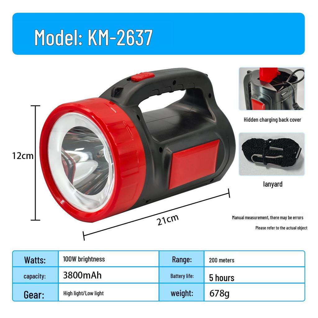 Rechargeable High-Lumen Headlamp: Long-Lasting Lithium Battery, Super Bright, High Power for Long-Range Mining & Outdoor Activities