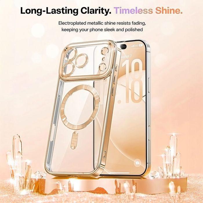 Coque de Protection - BOOLING - pour iPhone 17 Pro - avec Anneau Magnétique Scintillante Souple - Doré